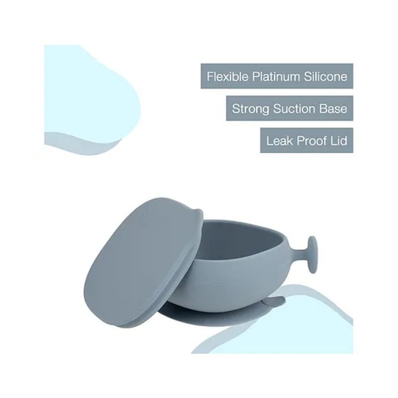 b.box Soft Silicone Feeding Bowl + Lid for Toddlers – Anti-Slip & Leakproof Lid – Ocean Blue