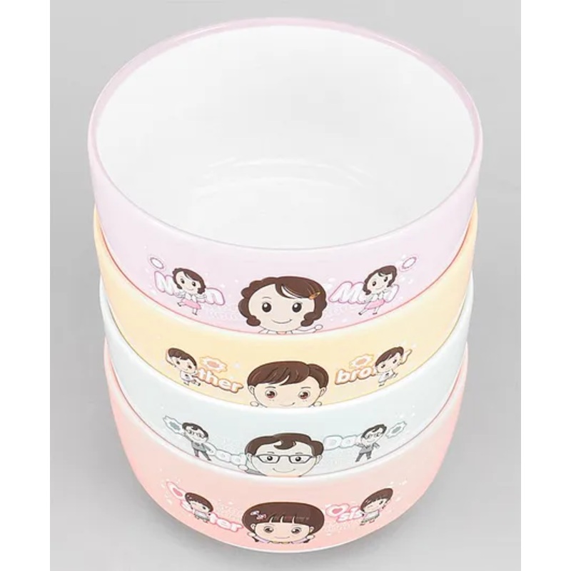 Baby Bowls with Text Print Pack of 4  Multicolour – 350 ml