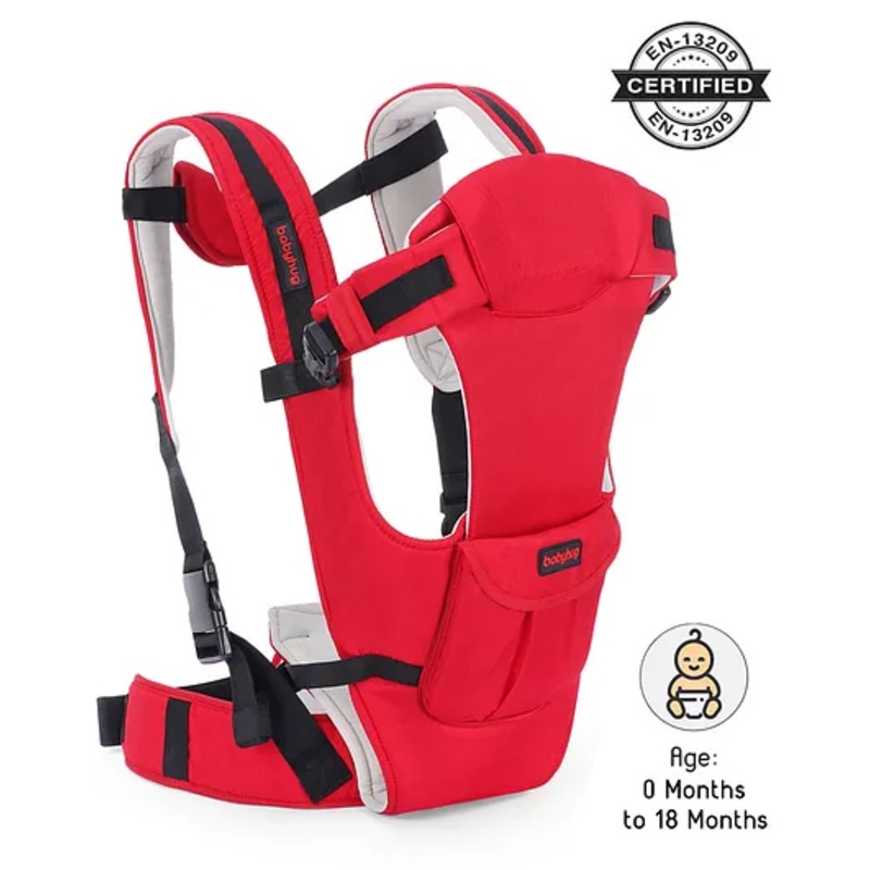 Babyhug Joy Bundle 4-in-1 Premium Baby Carrier : Lightweight, Breathable, Ergonomic design, 4 carrying positions, Head and neck support, Storage pocket, and Adjustable straps for babies up to 12 kg-Red
