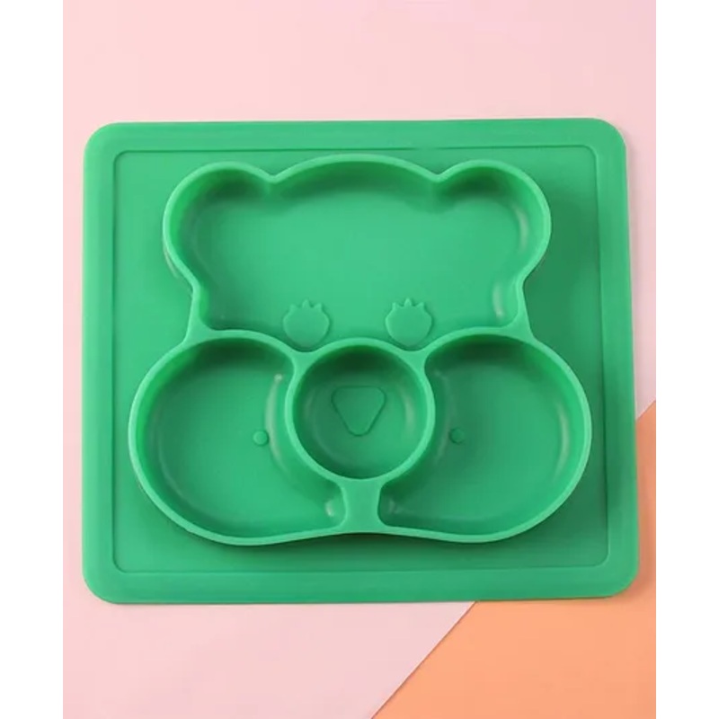Bear Shaped Sectioned Plate -Green