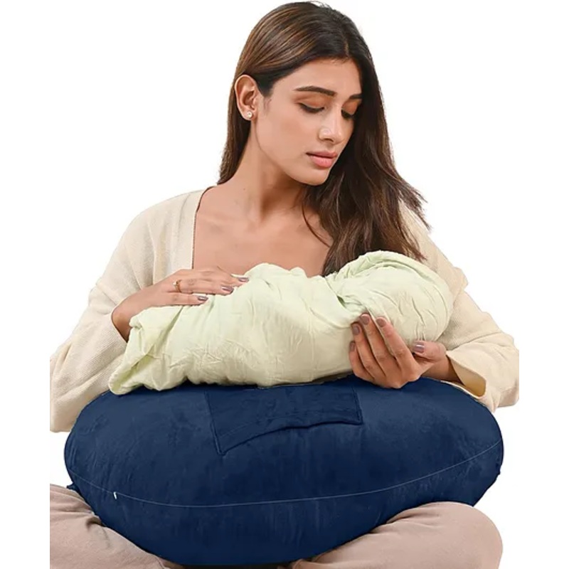CHERILO Multipurpose 5 in 1 Baby Feeding Nursing Pillow with Adjustable Strap & Bottle Holder –  NAVY BLUE