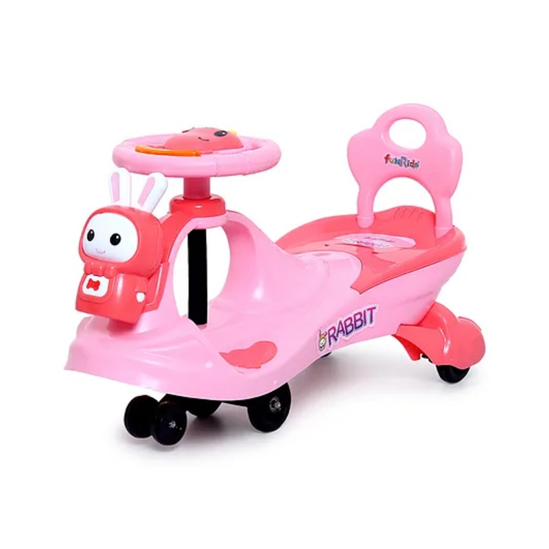 Funride Bunny Swing Car Ride On With Light & Music – Pink