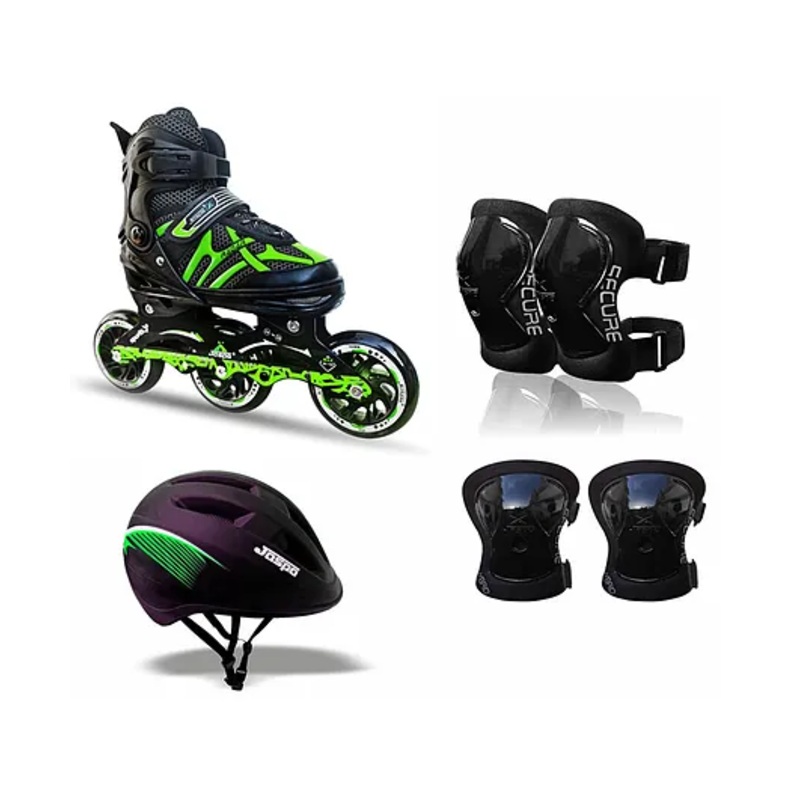 Jaspo Radar Hydra-Max Intact Adjustable Inline Shoe Skates Combo Large 5-8 UK – Green