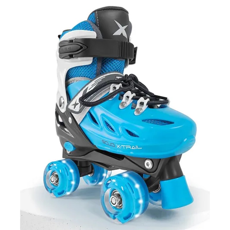 Jaspo Scud X Trail Roller Skates, Professional Outdoor Indoor Quad-Skates for Kids & Adults, Adjustable Roller Skates with 4 Shiny Wheels (Blue, L)