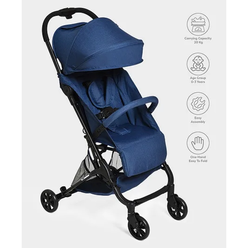 MiArcus Smart Auto Fold Stylish Newborn Baby Stroller|Pram with One Click Fold |Travel Friendly Troller for 0-36 Months for Boy & Girl |Blue