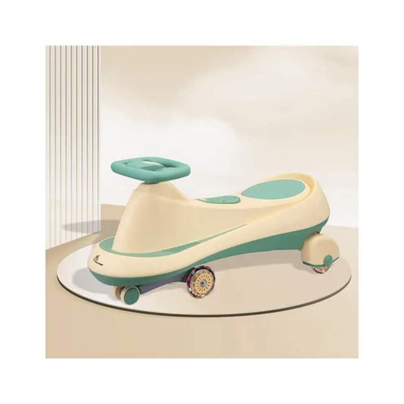 R for Rabbit Iya Iya Drift Swing Car for Kids, Twister Magic Ride on Panda Car with Scratch Free PU LED Wheel for 3+ Years Baby Boy & Girl, Weight Capacity upto 125KG (Peach Green)