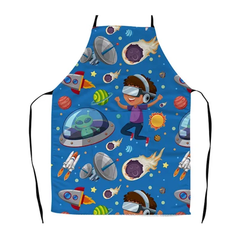 Right Gifting Satin Apron For Kids With Adjustable Waist & Centre Pocket – Blue