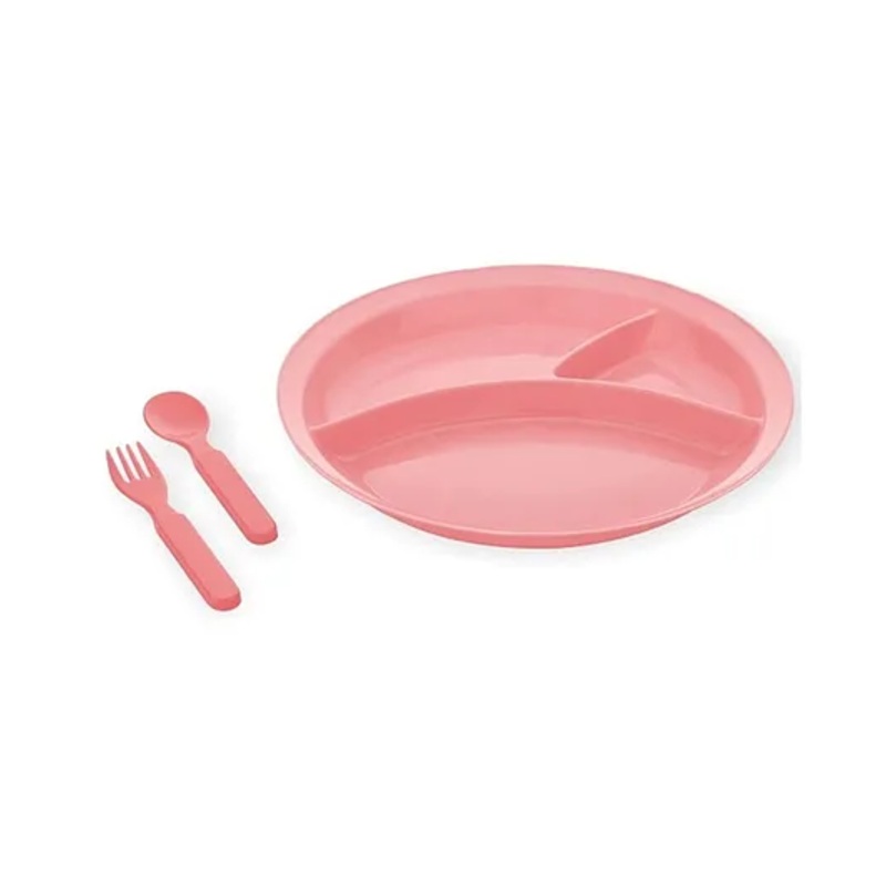 Robbox Party Food Thali Dinnerware Divided Plates for Kids Plastic BPA Free Sectional Holiday Dinner Plates Christmas Dishes for Kids Top Rack Dishwasher Safe- Pink