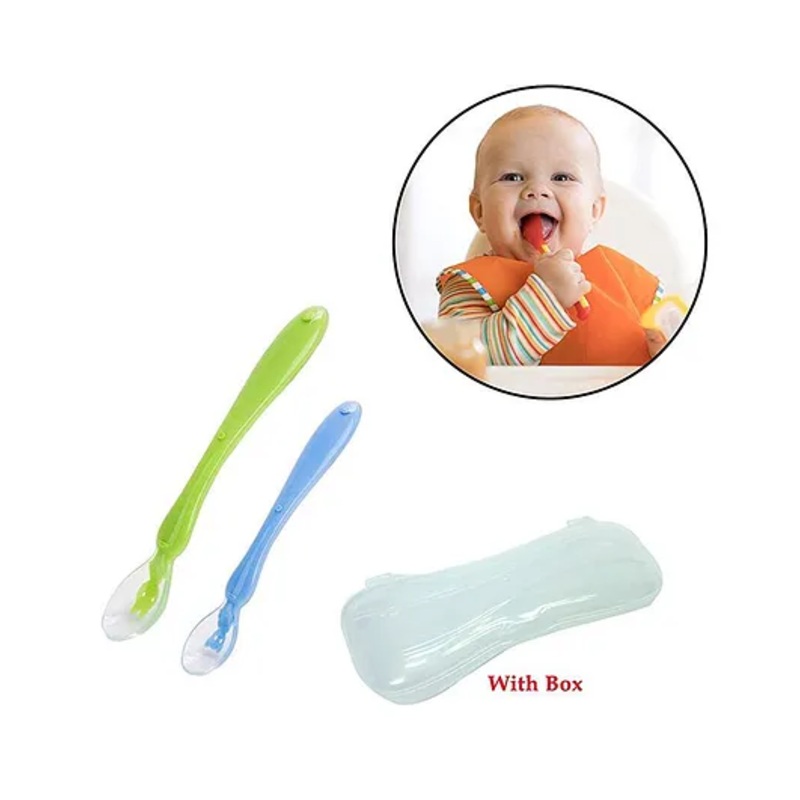 Safe-O-Kid Soft Silicone Tip Spoons Pack of 2 – Green Blue