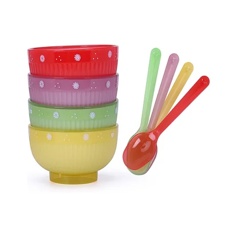 SKB Bowl Set Baby Feeding Bowl and Spoon Set, Jelly Bowl Set, Bowls for Kids with Spoon, Bowls for Snacks, Soup Bowl Set (small) – Multicolor