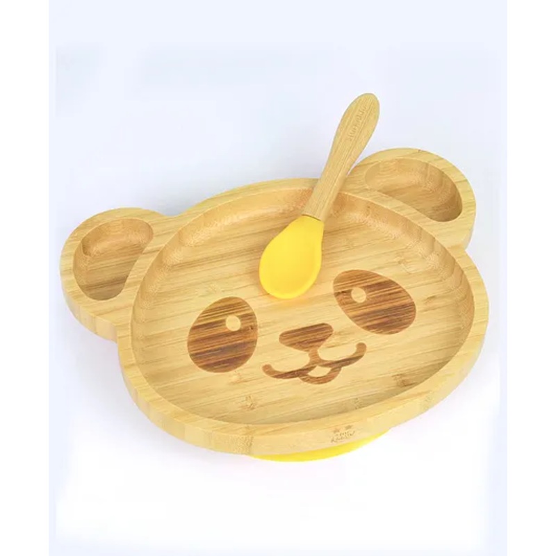 Starkiddo Panda Bamboo Suction Plate and Learning Weaning Set – Yellow