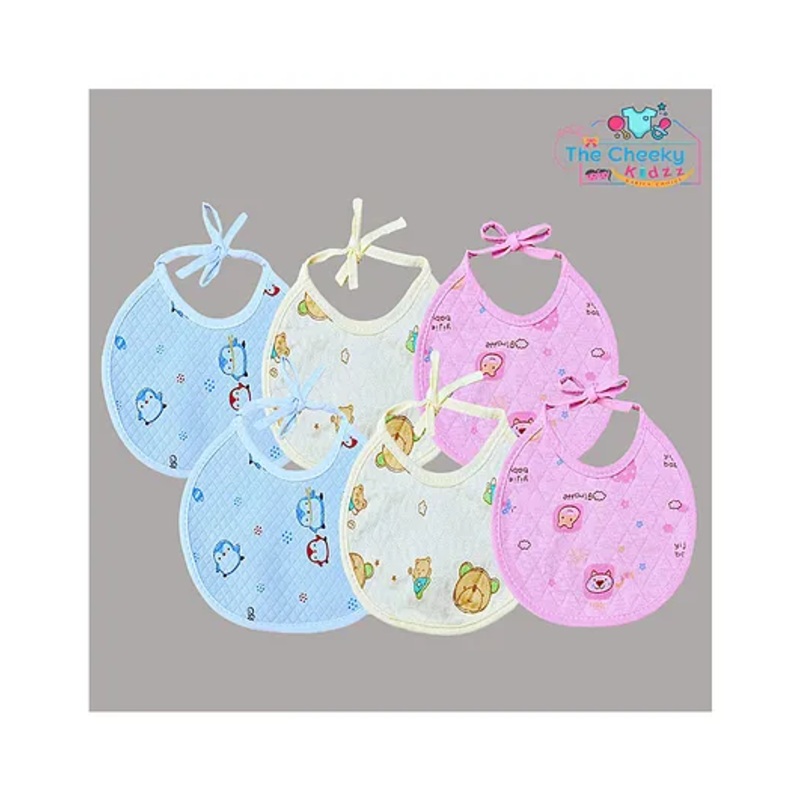 The Cheeky Kidzz Baby Pack Of 6 Premium Feeding Aprons Bibs Cute Attractive Designs Knot Set (MIXED COLORS; 0-12 MONTHS)