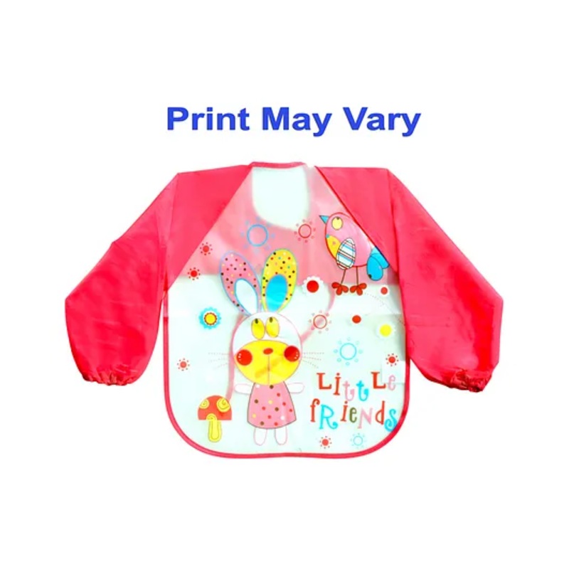 The Little Lookers Waterproof Printed Sleeved Bib – Pink (Print May Vary)