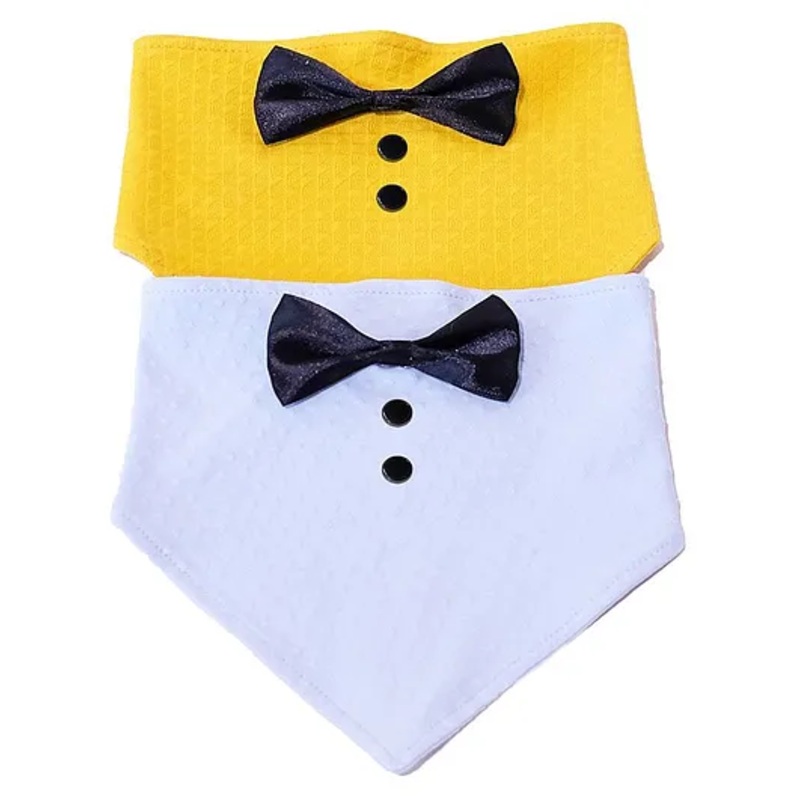 Tipy Tipy Tap Pack of 2 Bow Tie Applique Bibs – Yellow & Blue