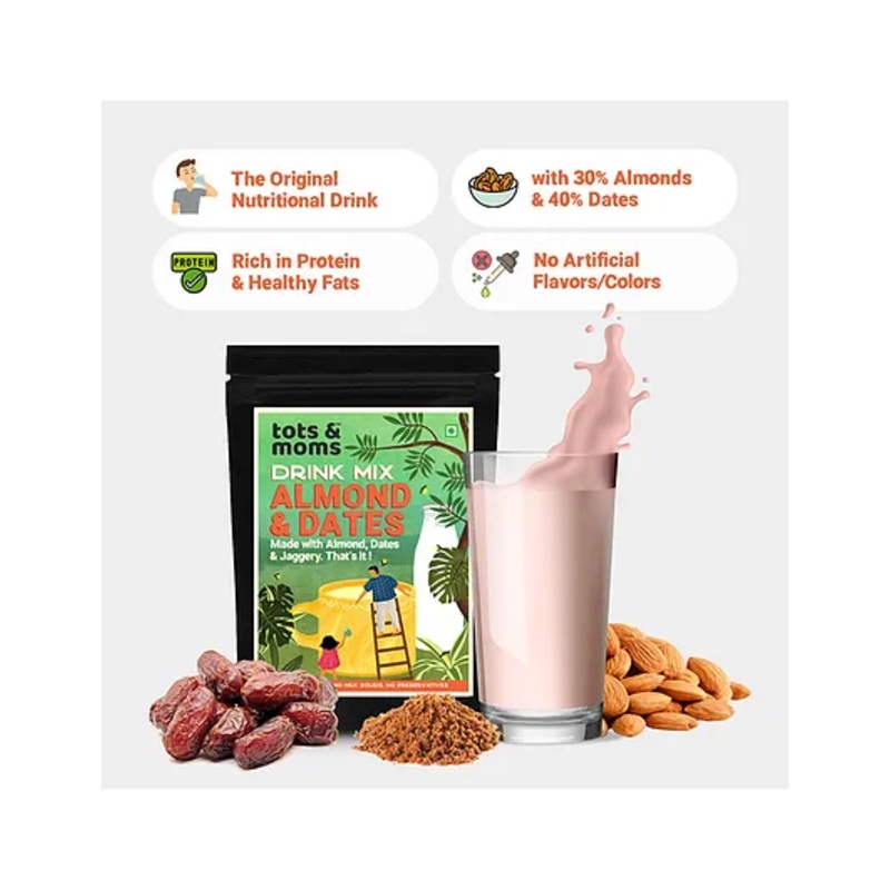 Tots & Moms Foods Almond & Dates Health Drink Mix with Jaggery  – 200 gms