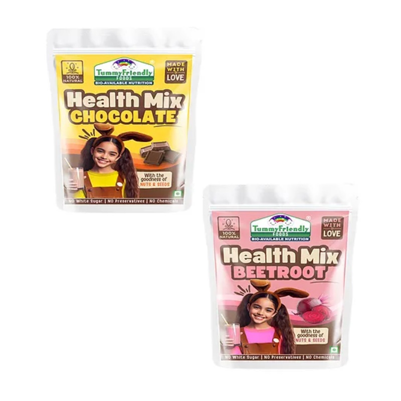 TummyFriendly Foods Organic Beetroot jaggery Health Mix & Chocolate jaggery health Powder For  kids 2 year old | Kids food for 2+ year old | Maximum Nutrition From Real Food. 600g (300g each)