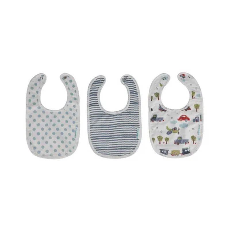 Abracadabra Cotton Muslin Bibs Pack Of 3 Transport Theme – Blue