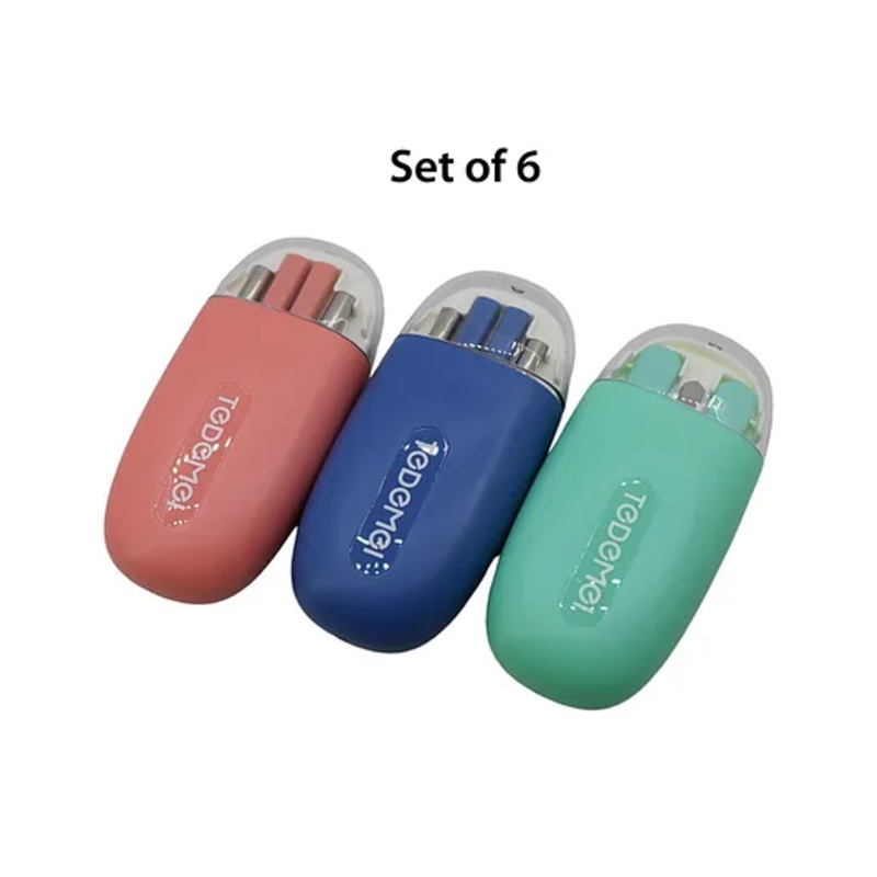 Asera Stainless Steel Chopsticks Spoon Fork Sleeve Box with Tableware, Portable Cutlery, Tableware Storage Box, for Workers at School,Canteen Home Kitchen Multicolor (Set of 6)