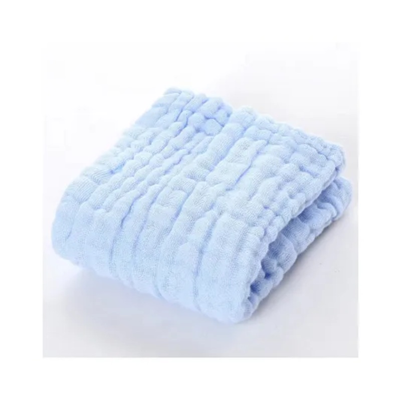 Baby Muslin Washcloth Cotton Face Towels for Newborn Baby Reusable Napkins- BLUE