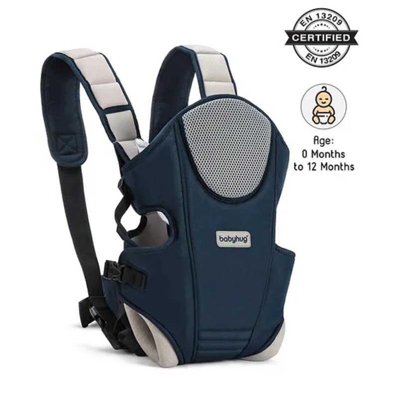 Babyhug  First Blossom 3-in-1 Baby Carrier: Ergonomic with breathable mesh, Padded straps, Cushioned leg openings, and versatile carrying positions for ultimate baby comfort and Parent convenience-Blue