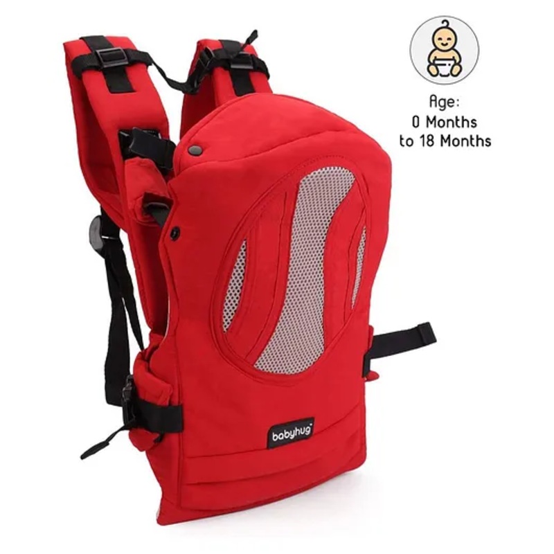 Babyhug Snuggle Me 3 Way Baby Carrier With Adjustable Protective Hood – Red