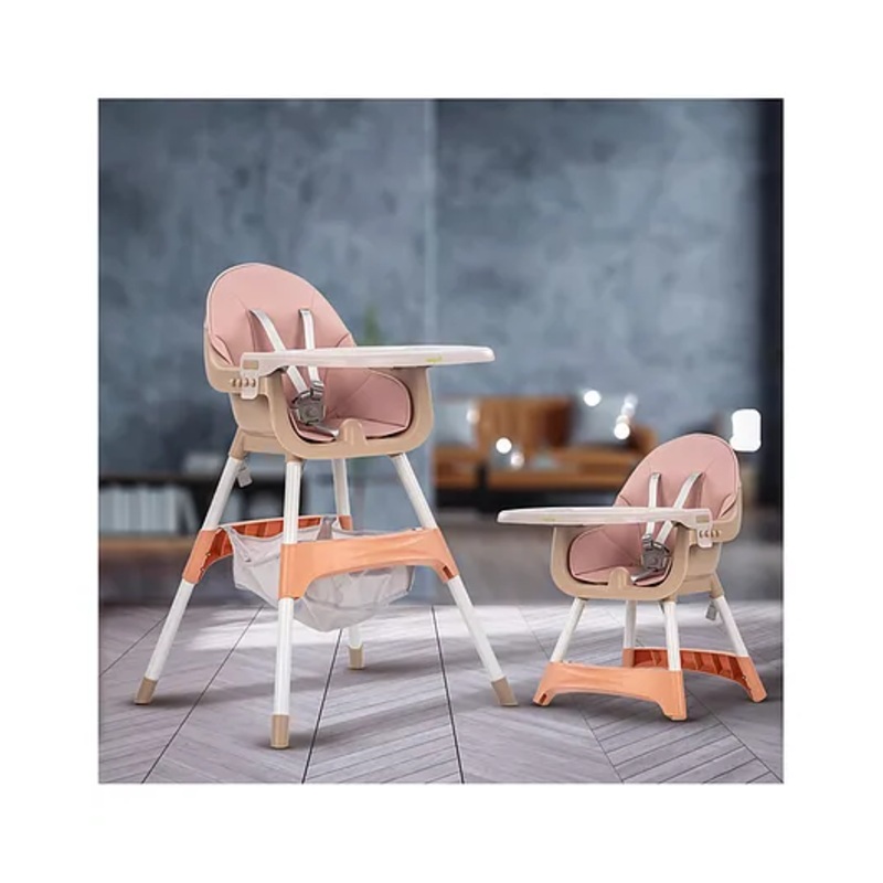 Baybee 2 IN 1 Baby High Chair Baby Feeding Chair with 2 Height Adjustable Tray Safety Belt & Storage Basket – Pink