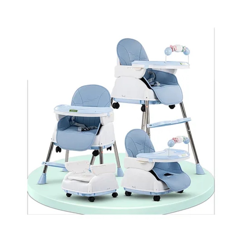 Baybee 4 in 1 Nora Baby High Chair for Kids with Height Adjustable Baby Toddler Feeding Booster Seat with Tray & 5 Point Safety Belt Kids High Chair for Baby – Blue