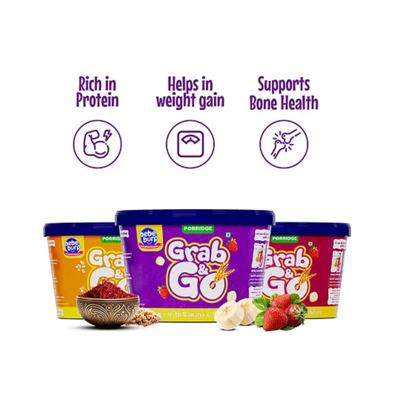 Bebe Burp Travel pack Grab & Go (Pack of 3) Barley,Multi Millet,Ragi -90 g