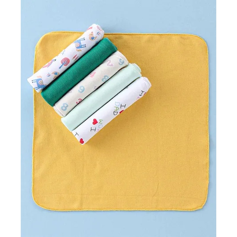 Ben Benny Cotton Terry Knit Wash cloth Tree Design Pack of 6 L 30 x B 30 cm- Multicolor