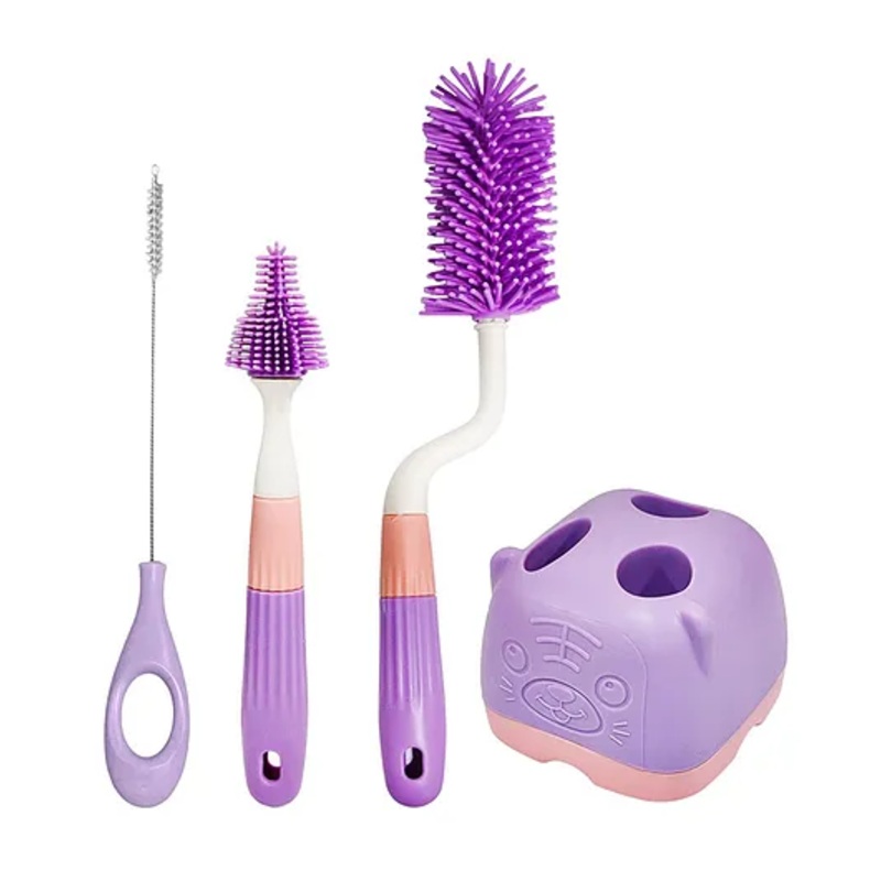 FunBlast Bottle Cleaning Brush Set with Stand 4-Pieces  Purple