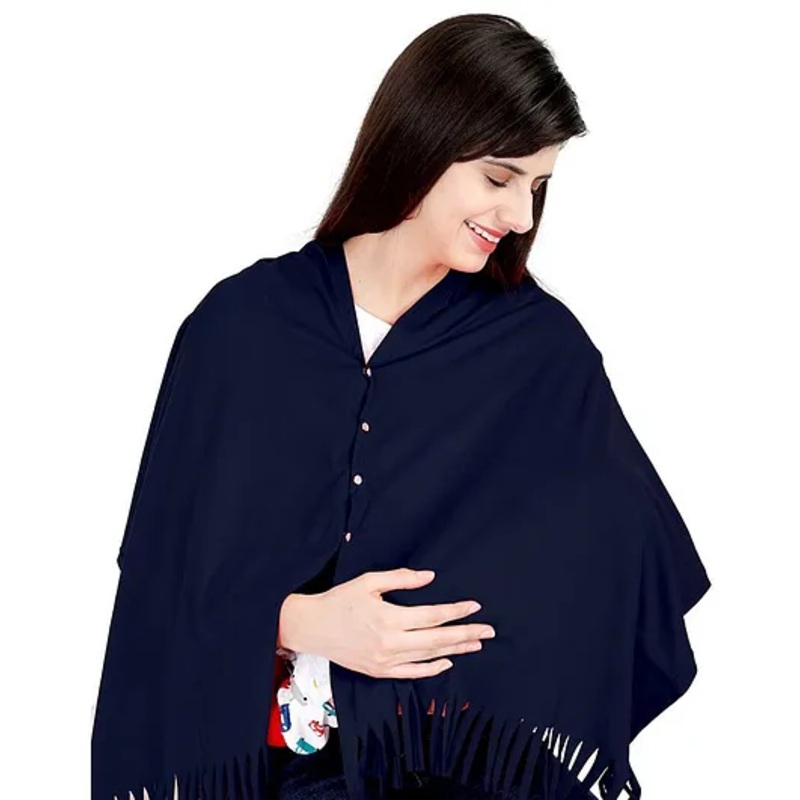 Lulamom Solid Multi Purpose Breast Feeding Nursing Shawl – Navy Blue