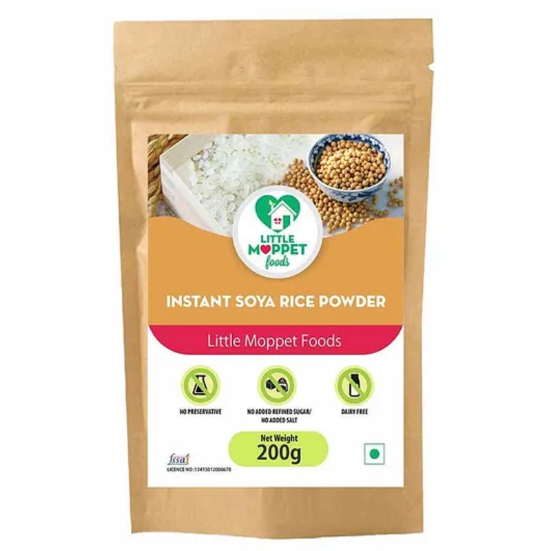 Organic Little Moppet Instant Soya Rice Porridge Powder 200g – High-Protein Vegetarian Baby Meal 6-12M