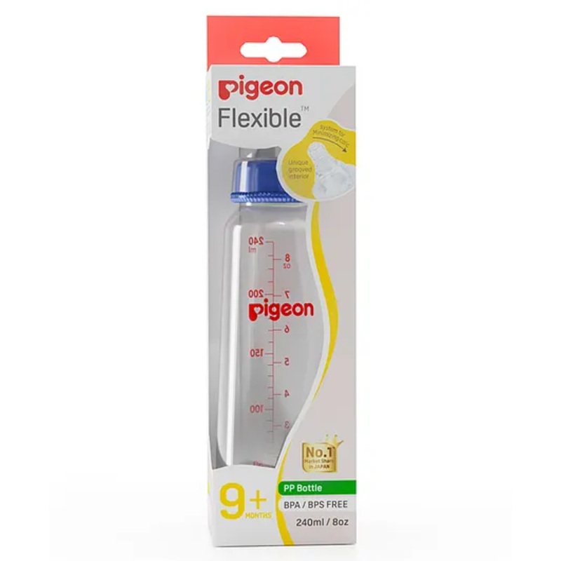 Pigeon Peristaltic Feeding Bottle Nipple Size Large Blue – 240 ml