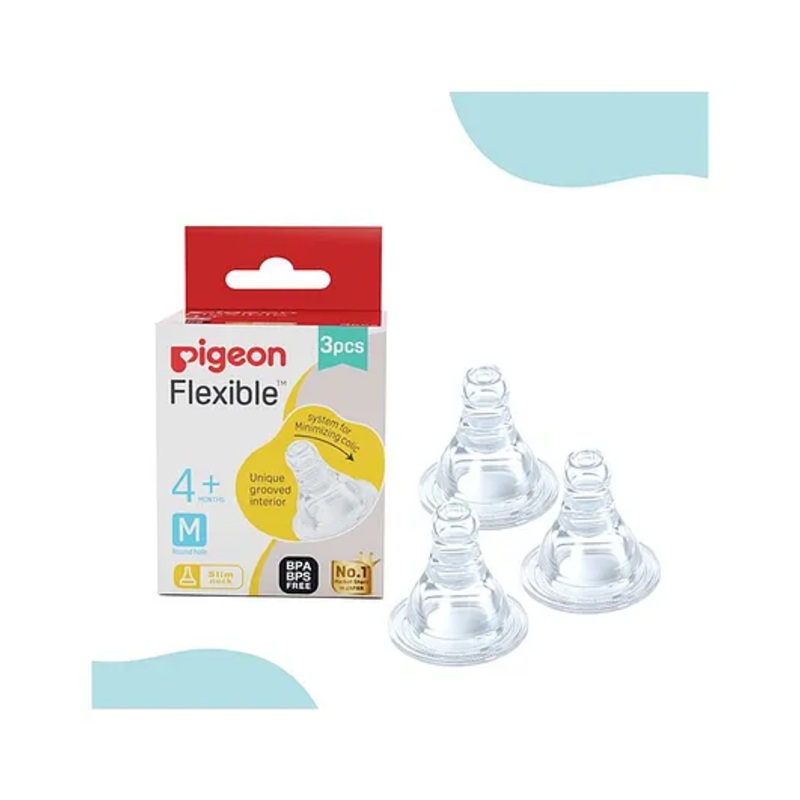 Pigeon Peristaltic Medium Size Nipple Pack of 3 – White