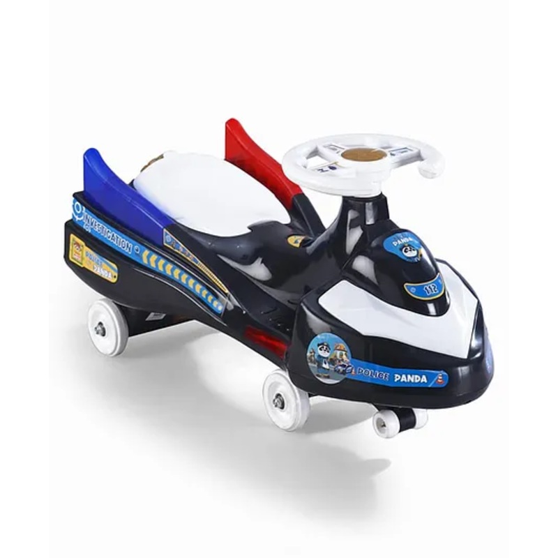Police Kids Swing Car With Light Music & Cool Smoke – Black