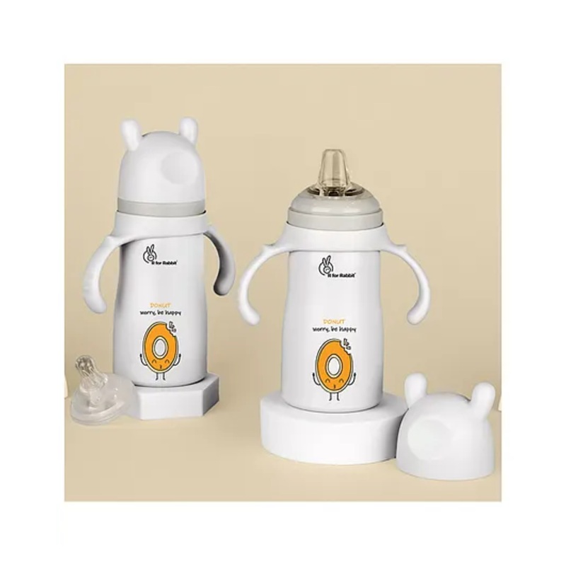 R for Rabbit Steebo Fusion Premium Stainless Steel Spout Cup for Baby, Leak & Spill Proof BPA Free Soft Silicone Straw Drinking Spout Sipper Bottle for Baby Boy & Girl of 6+ Months (270ml, Beige)