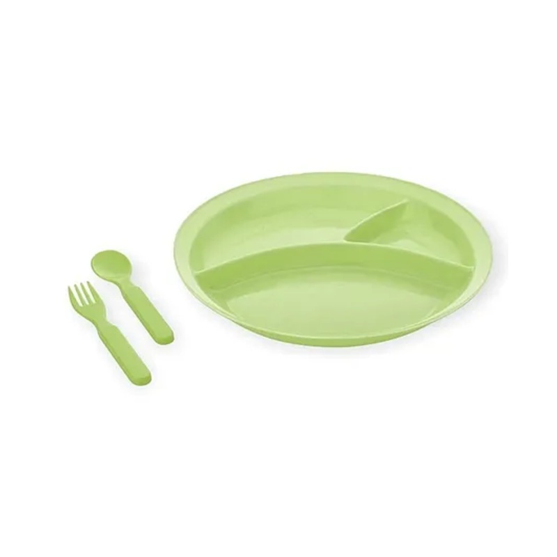 Robbox Party Food Thali Dinnerware Divided Plates for Kids Plastic BPA Free Sectional Holiday Dinner Plates Christmas Dishes for Kids Top Rack Dishwasher Safe- Green