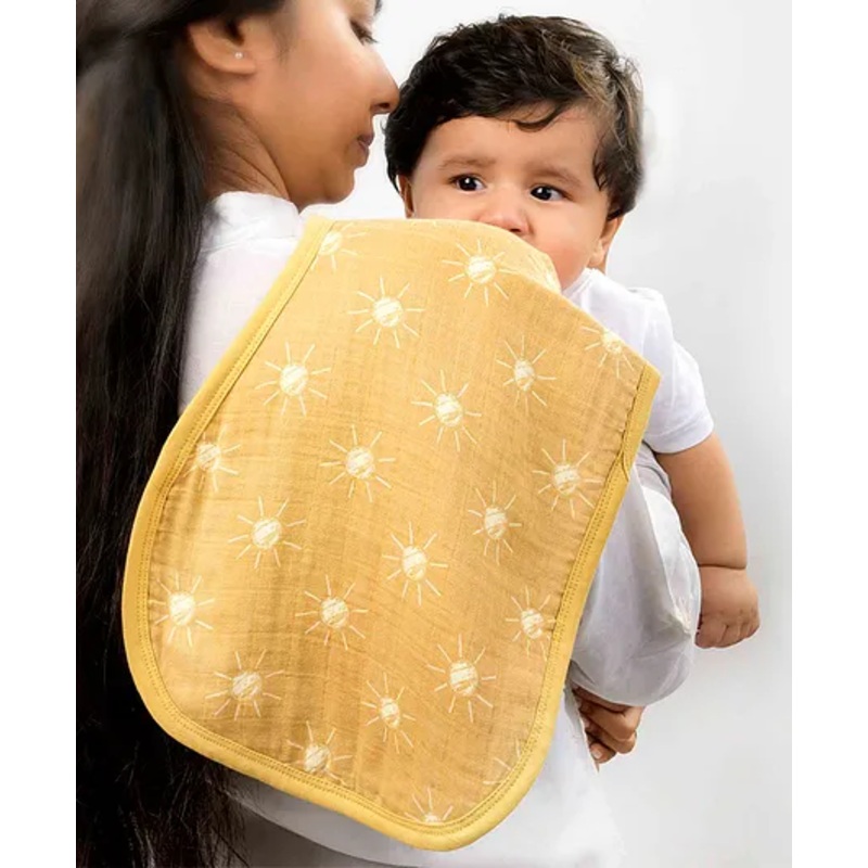 Theoni  Cotton Muslin 3Layer burpy bib-Santorini Sun