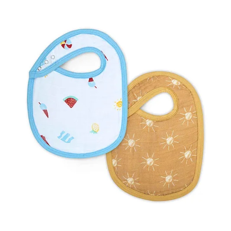 Theoni Cotton Muslin Snap Bib (Set Of 2)-Holiday Hues