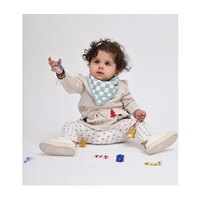 THEONI Organic Checkered Muslin Bandana Bibs – Sage Green