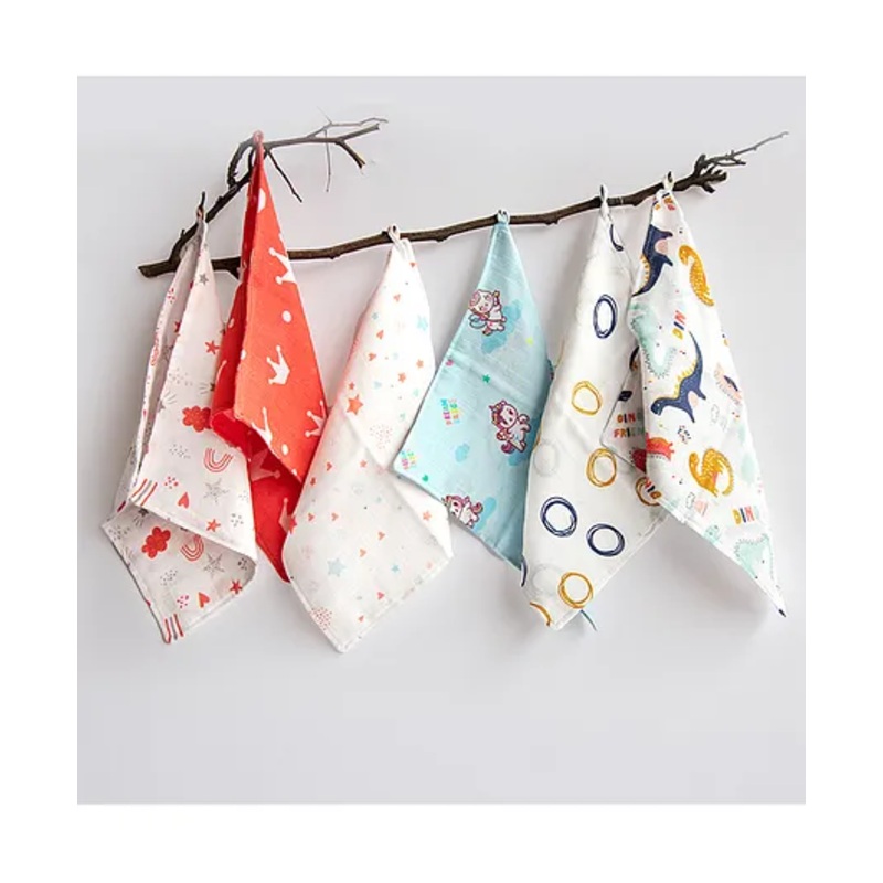 Yellow Doodle Unicorns and Dinos Printed Organic Cotton Muslin Wipes Pack Of 6 – Multicolour