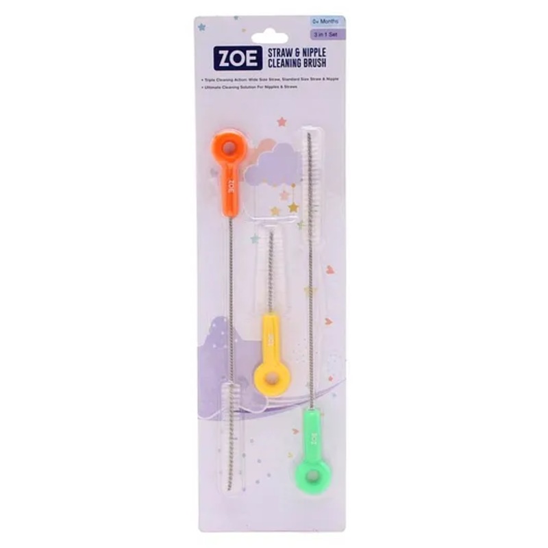 Zoe Straw & Nipple Cleaning Brushes Pack of 3 – Multicolor