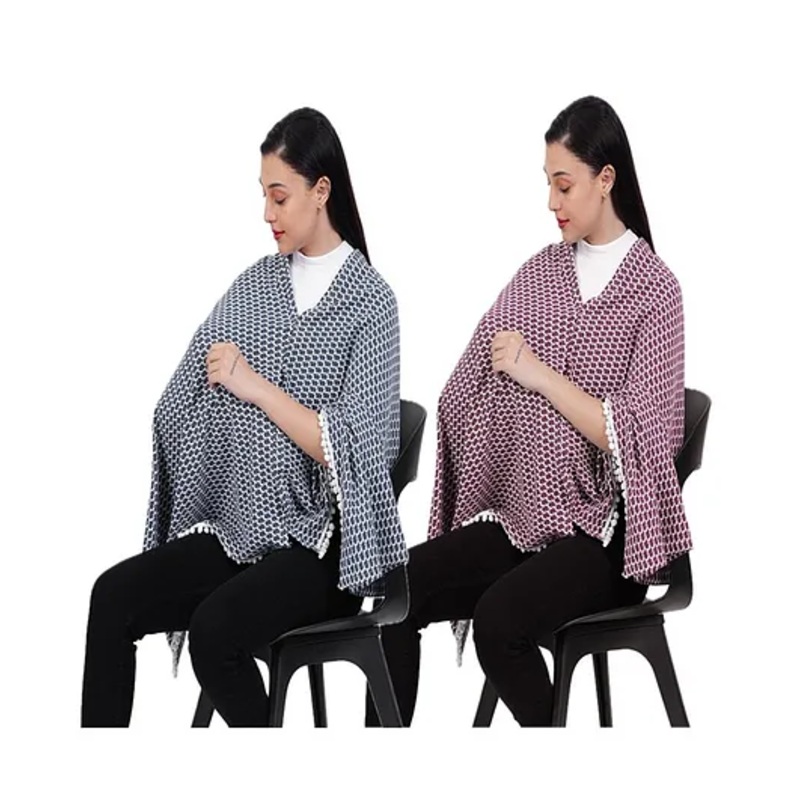 AGUILA Multi Purpose Feeding Shawl Pack Of 2 – Navy,Maroon