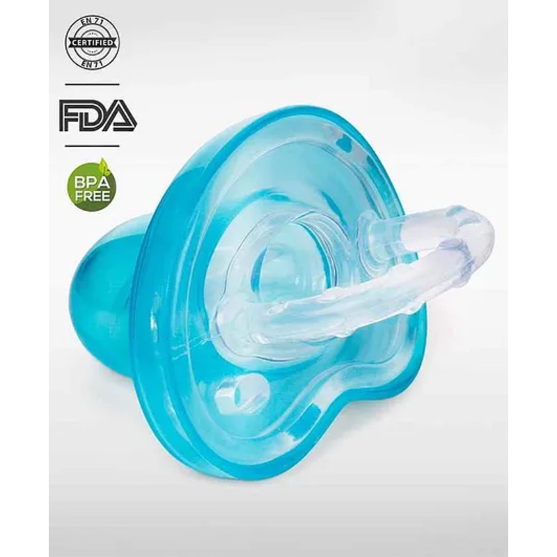Babyhug Full Silicone Orthodontic Soother with Protective Cover  Turquoise | BPA Free | Gentle on Gums | Easy to Sterilize |Psychological Breathing