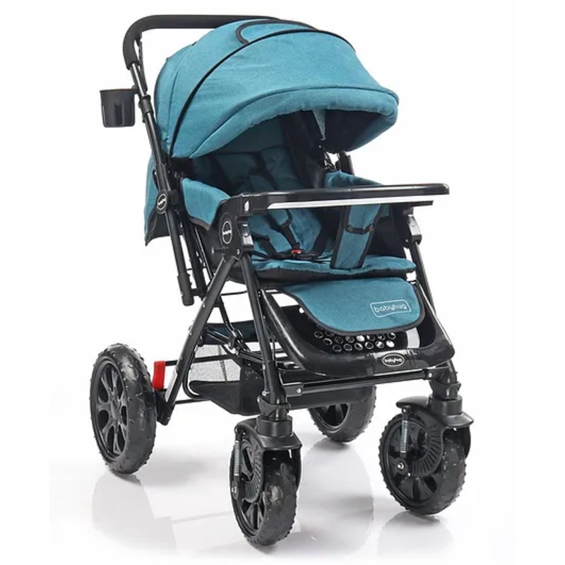 Babyhug Melody Stroller With Reversible Handle & Canopy – Blue (Sea Green shade)