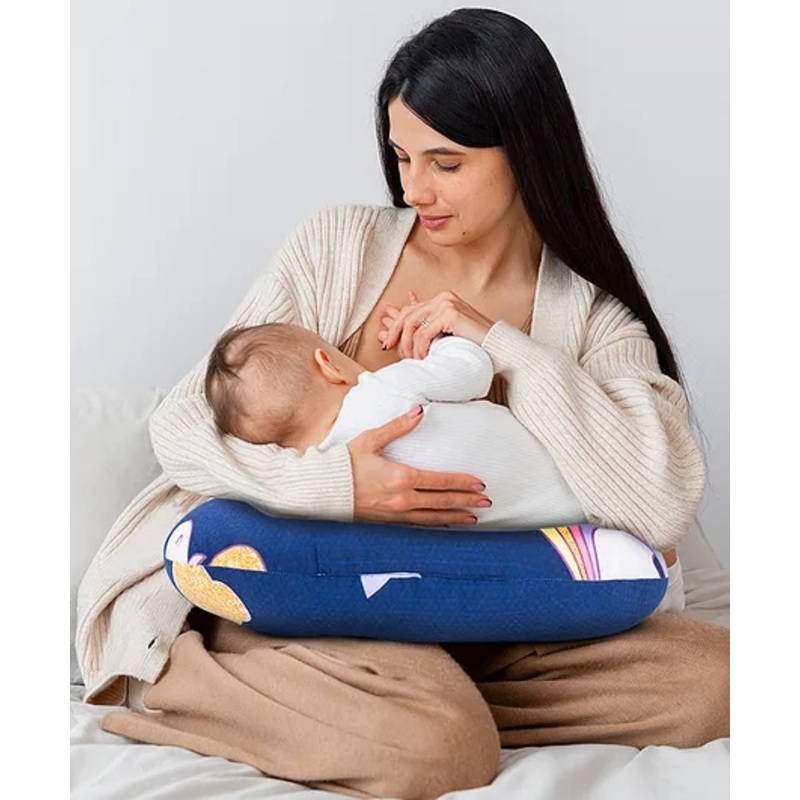 BAYBEE Portable Baby Nursing Feeding Pillow for New Born Baby Breastfeeding with Back Support & Belt – Dark Blue