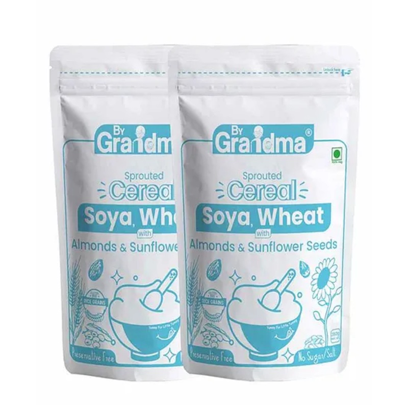 ByGrandma Sprouted Soya & Wheat Baby Food, 6M+, Natural Weight Gain Cereal, 560g Pack of 2