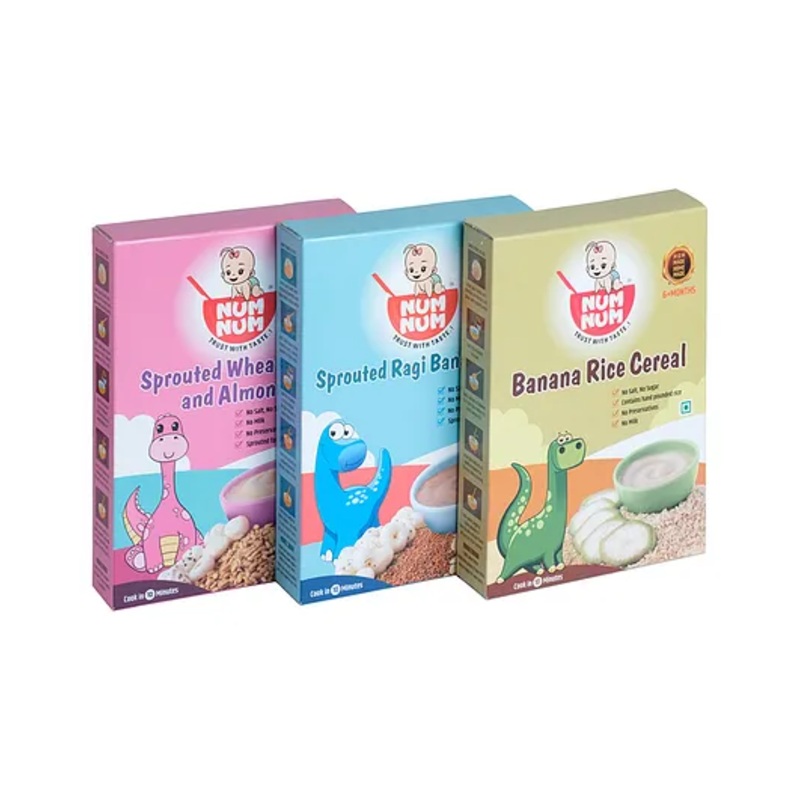 Daily Numnum Organic Ragi Wheat Rice Combo Pack of 3 – 200 g Each