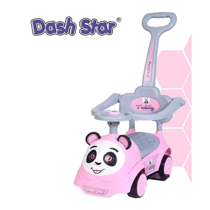 Dash Star Teddy Ride On Push Musical Baby Car With Protective Arm Rest And Parent Handle – Pink