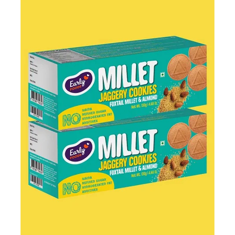 Early Food Foxtail Millet Almond Jaggery Cookies Pack of 2 – 150 gm Each